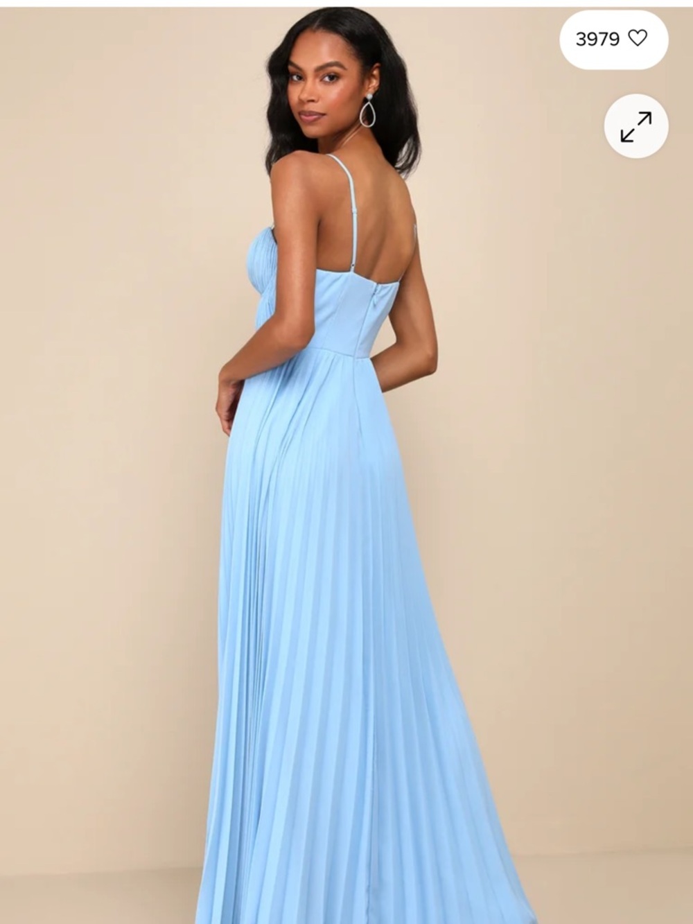 Lulu's Light Blue Pleated Sweetheart Maxi Dress - Picture 2 of 7